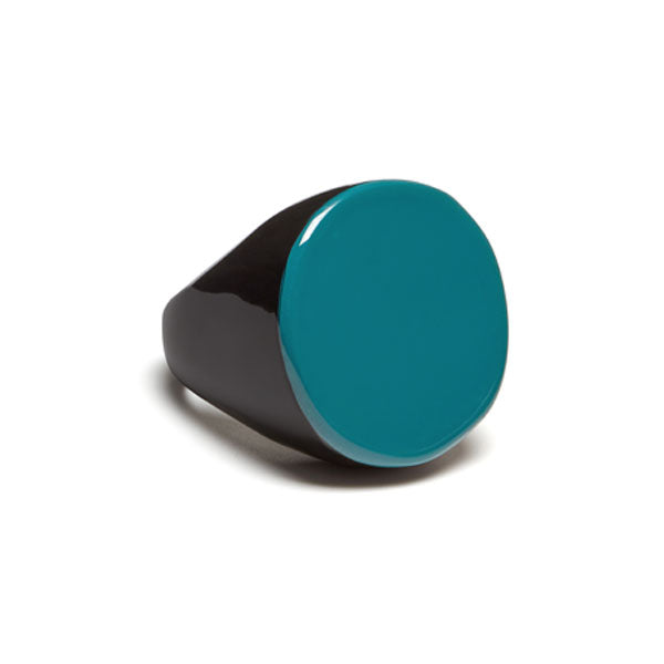 branch jewellery - Teal blue lacquered Round buffalo horn ring