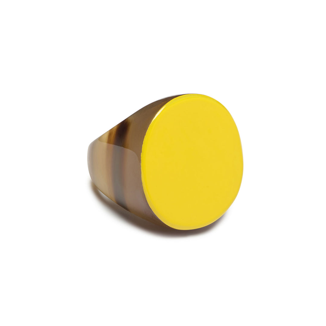 branch jewellery - Yellow lacquered round horn statement ring