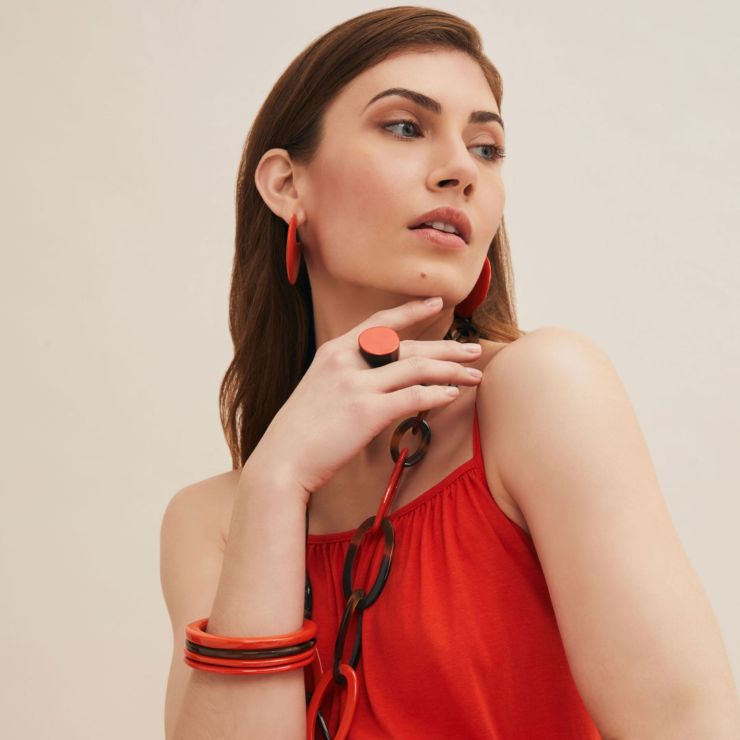 branch jewellery - Orange lacquered horn statement jewellery