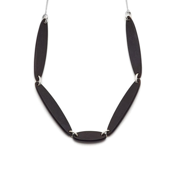 Black wood Foli Necklace - Silver