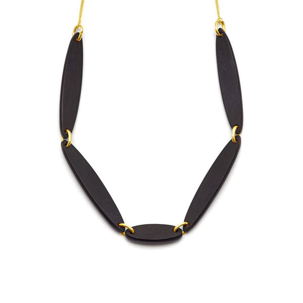 Black wood Foli Necklace - Gold