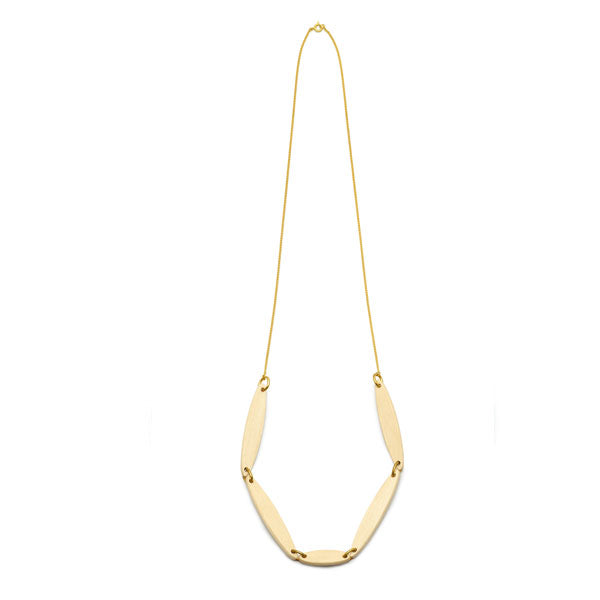 Branch Jewellery - necklace with white oval wood set on gold plated chain