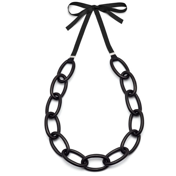 Branch Jewellery - Ribbon and black oval link necklace