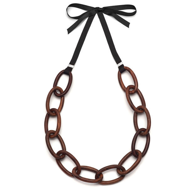 Branch Jewellery - Ribbon and brown oval link necklace