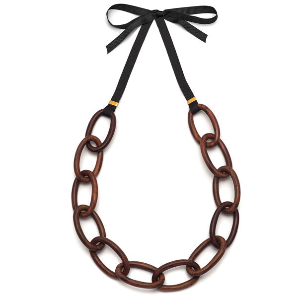 Rosewood oval link necklace - Gold plate