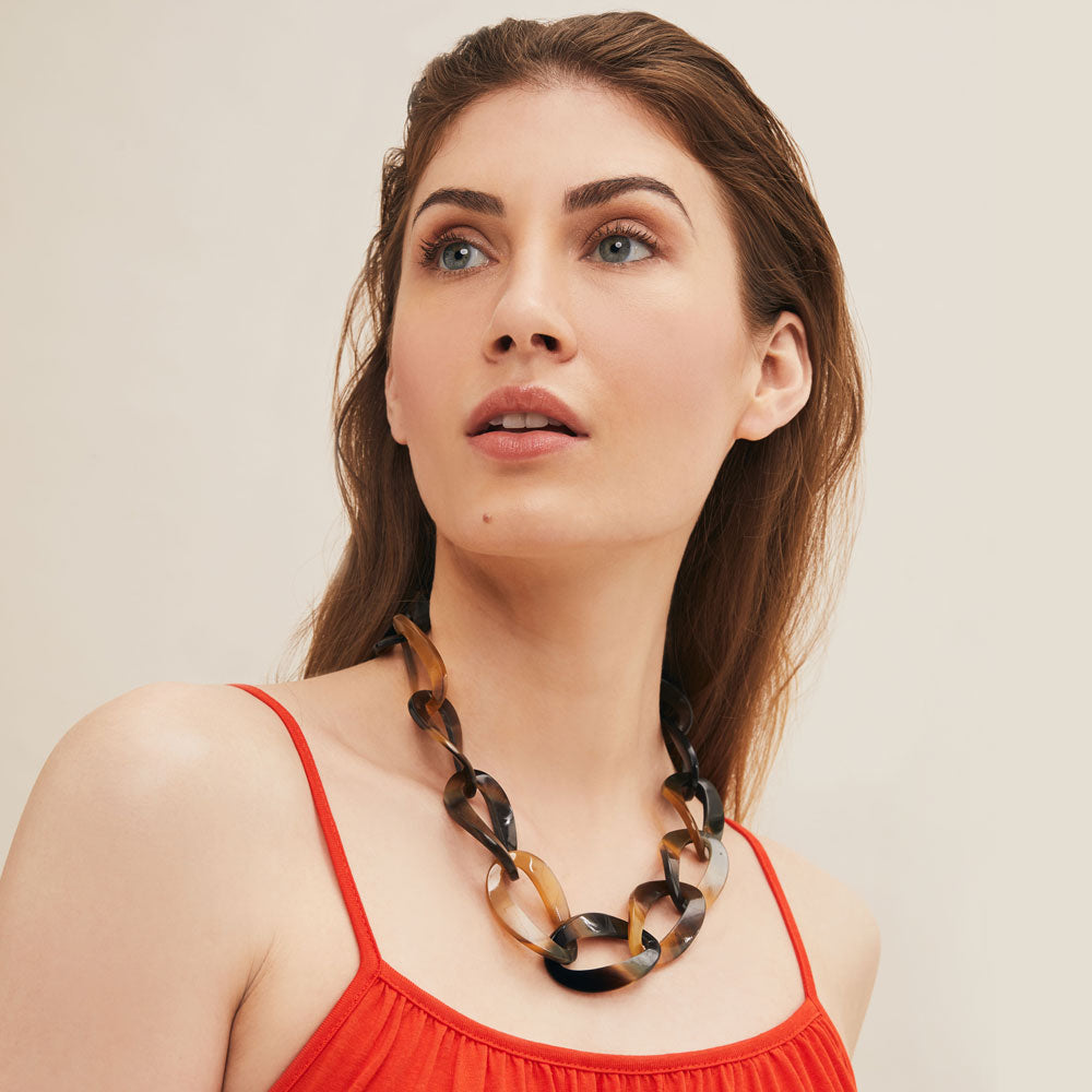 Branch Jewellery - brown natural horn curb link necklace
