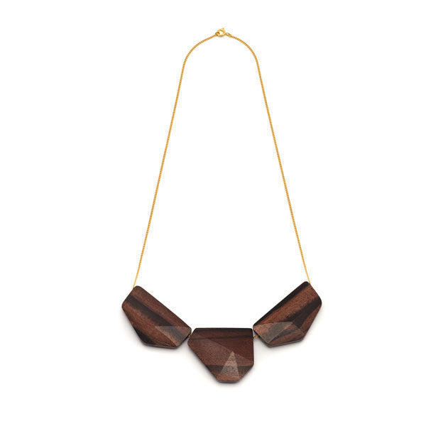 Branch Jewellery - Brown faceted bead and gold plate chain necklace