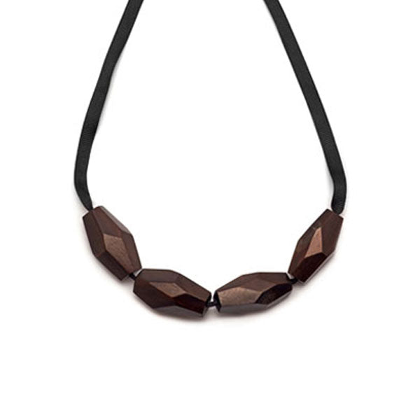 Faceted Rosewood bead necklace