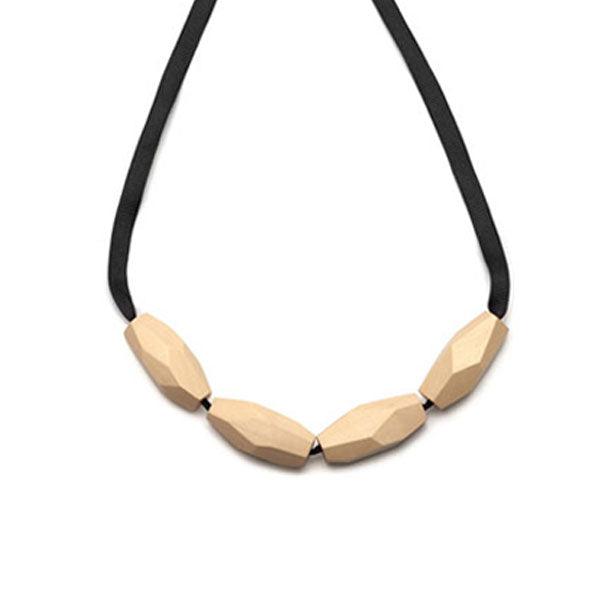 Faceted White wood bead necklace