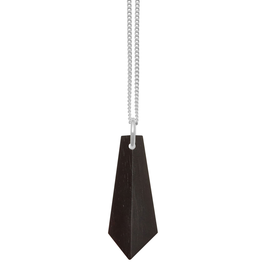 Black wood and silver angular pendant S/PN14522/BLK