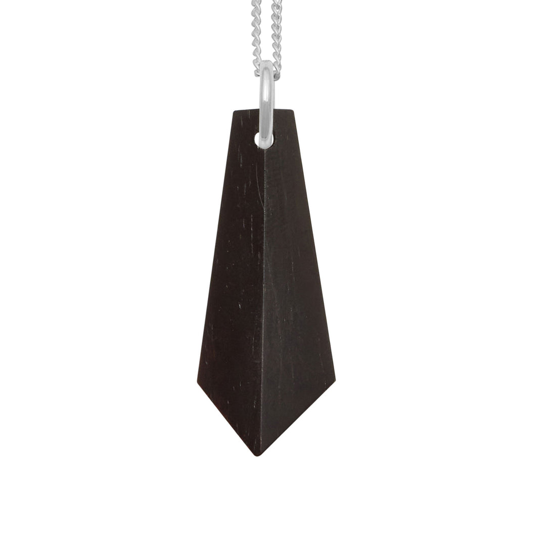 Black wood and silver angular pendant S/PN14522/BLK