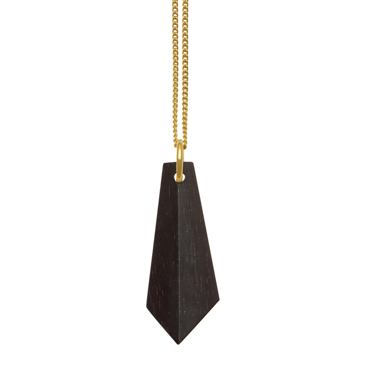 Black wood and gold angular pendant - S/PN14522G/BLK