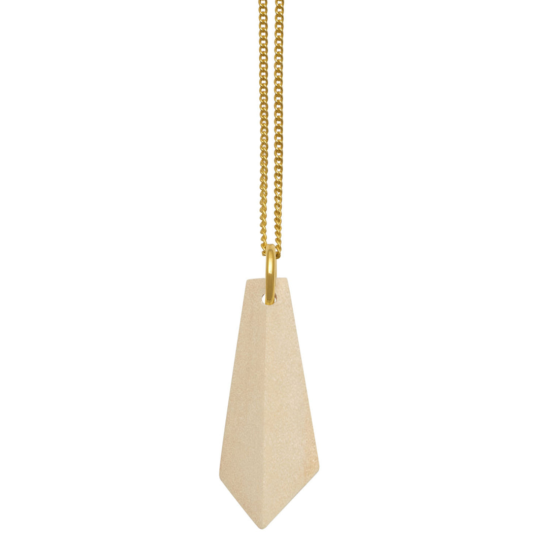 White wood and gold angular pendant - S/PN14522G/WHT