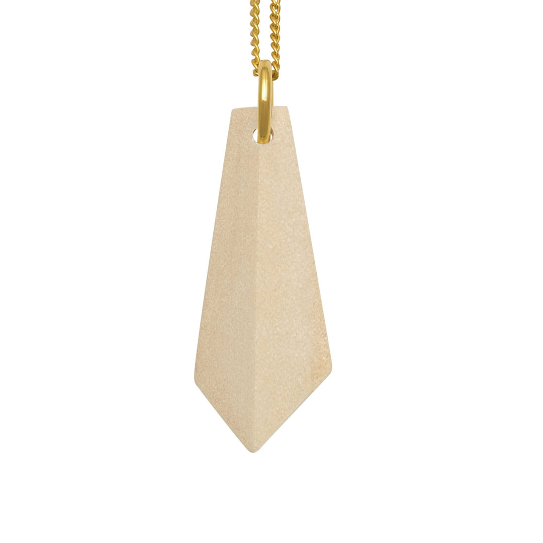 White wood and gold angular pendant - S/PN14522G/WHT