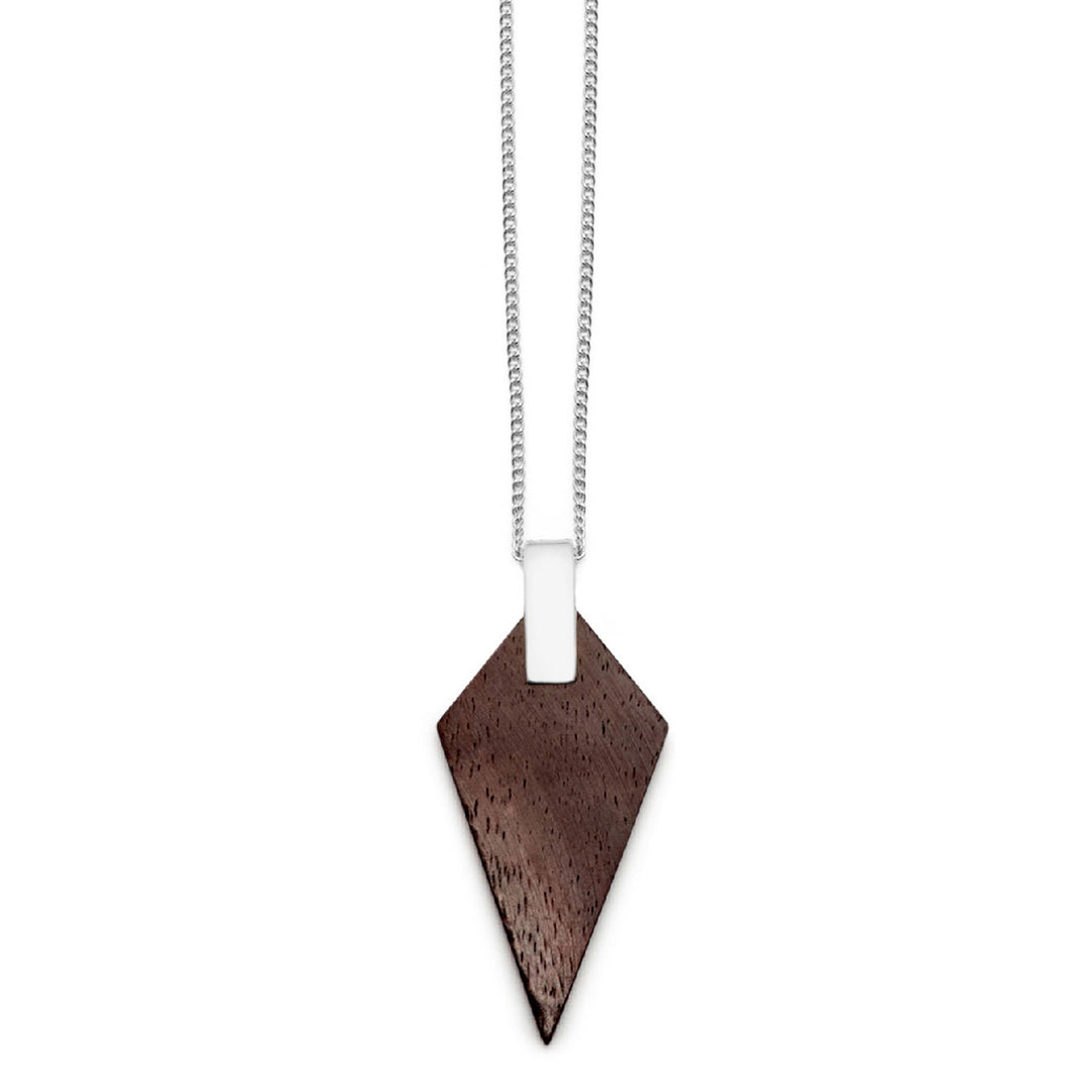 Branch Jewellery - Brown wood and silver triangular pendant