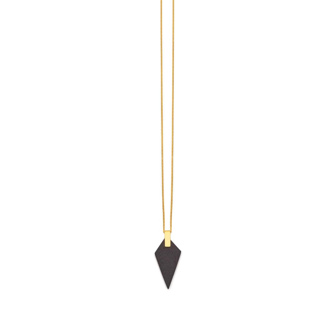 Branch Jewellery - Black wood and gold triangular pendant