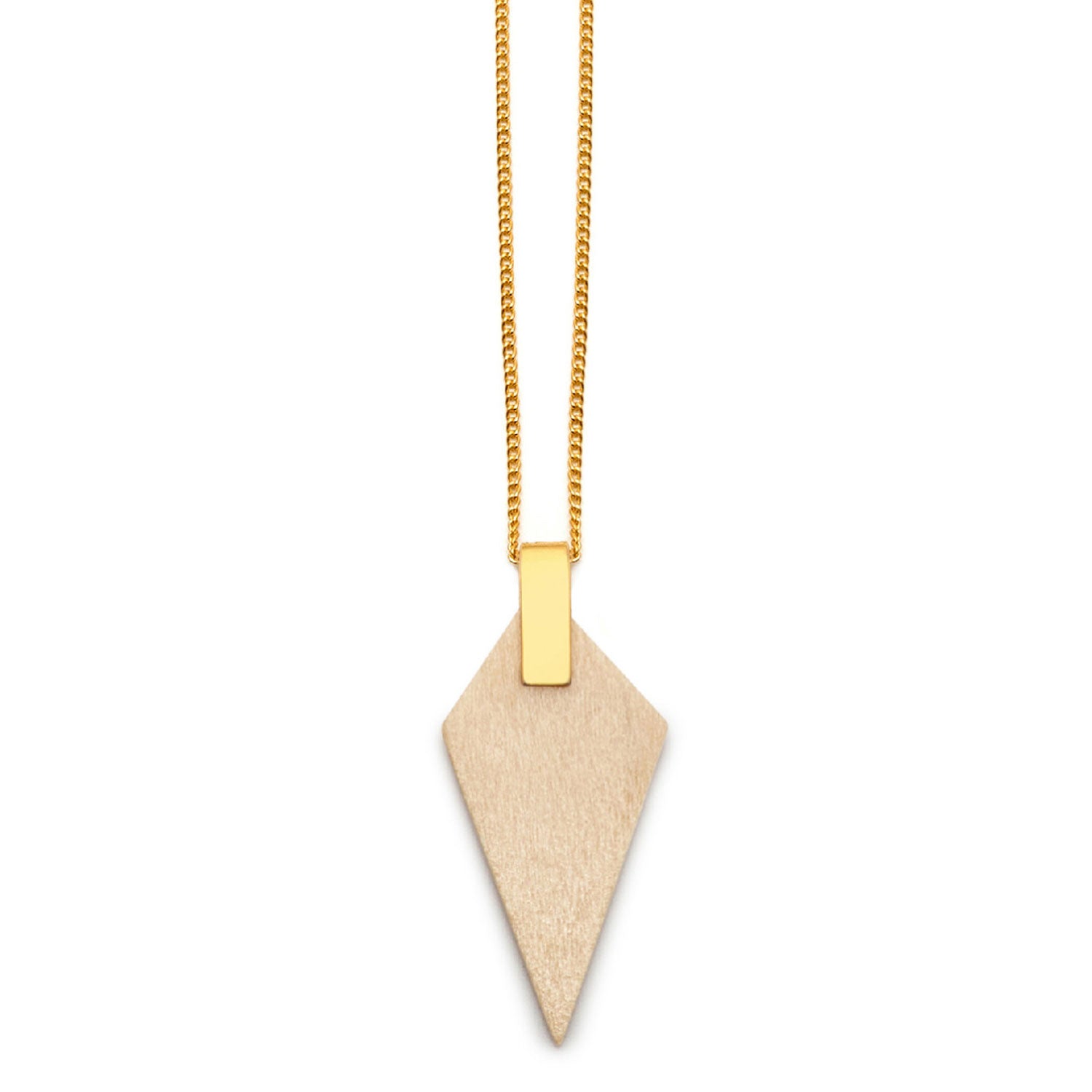 Triangular Pendants White wood and gold triangular pendant | Branch Jewellery