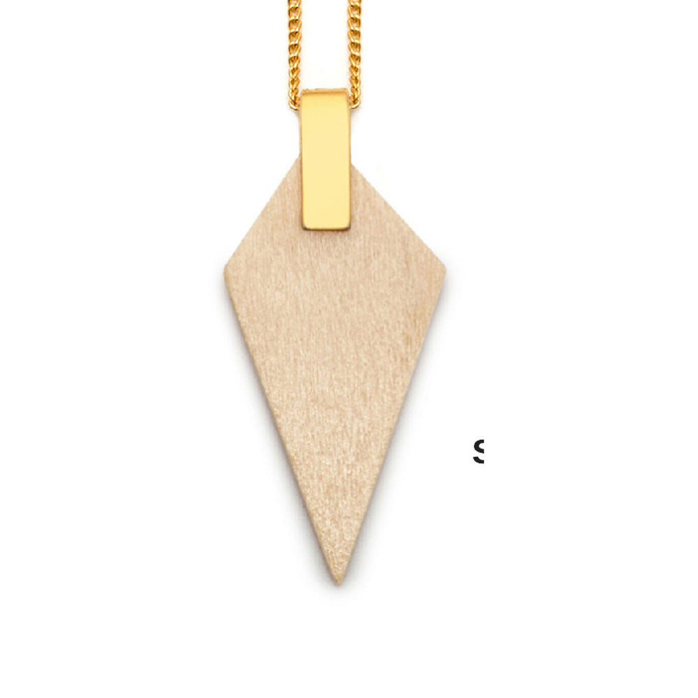 Branch Jewellery - White wood and gold triangular pendant