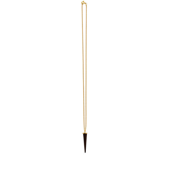 Black wood round spike pendant - Gold