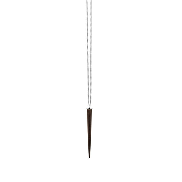 Long Rosewood round spike pendant - Silver