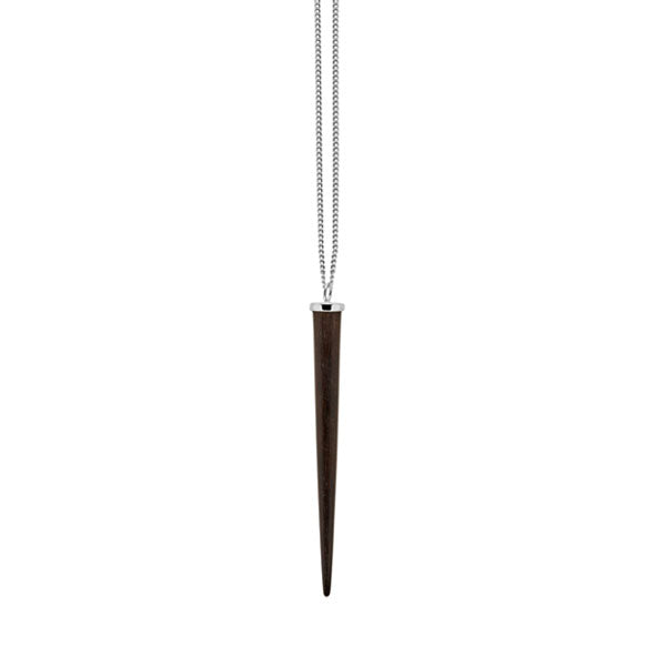 Long Rosewood round spike pendant - Silver