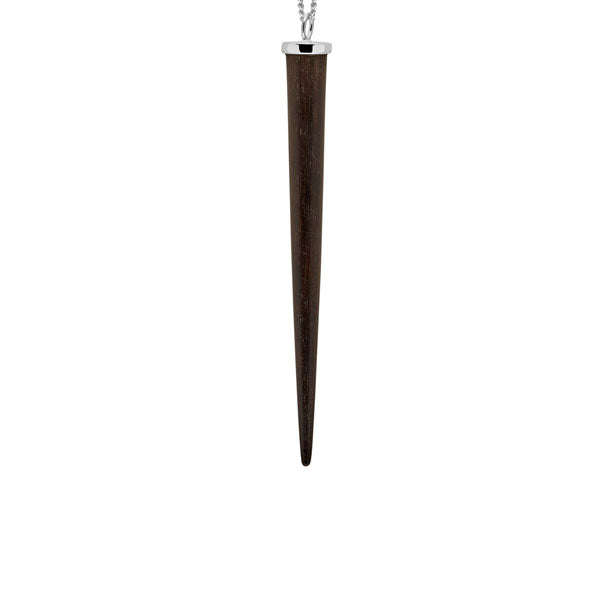 Long Rosewood round spike pendant - Silver