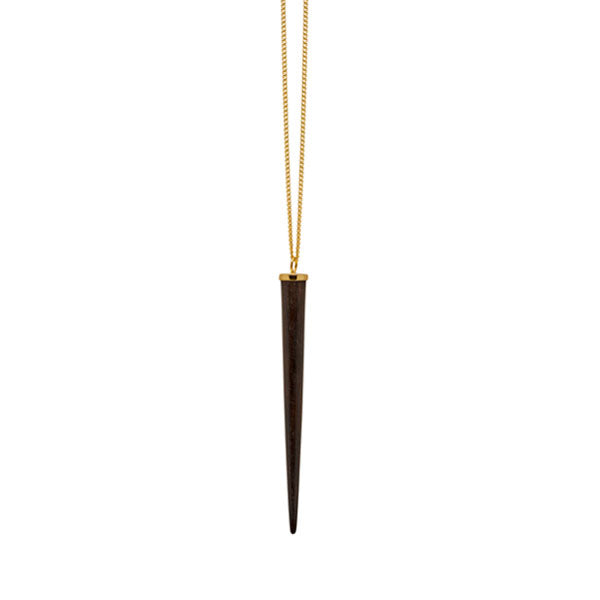 Long Rosewood round spike pendant - Gold