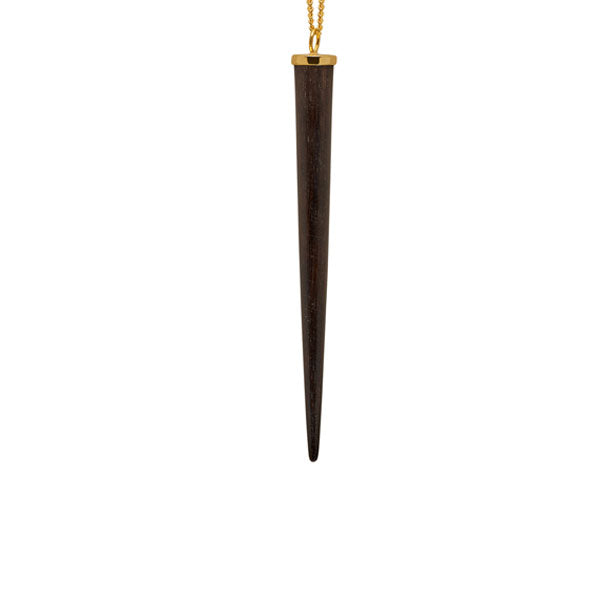 Long Rosewood round spike pendant - Gold