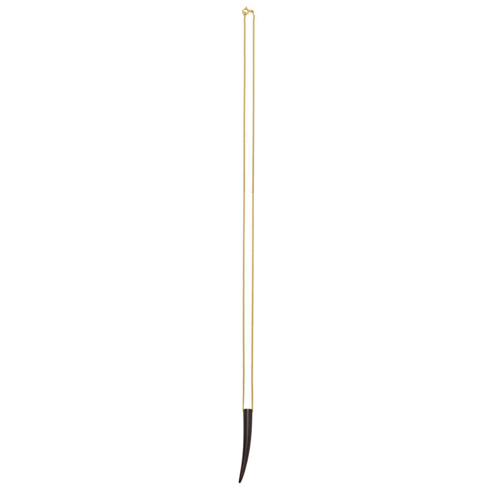 Long Black wood spike shaped pendant - Gold