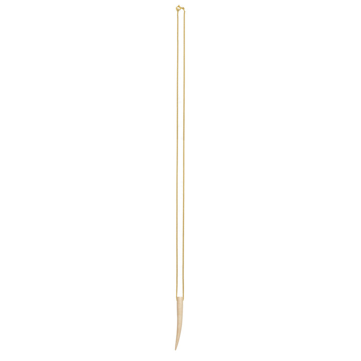 Long white wood spike shaped pendant - Gold