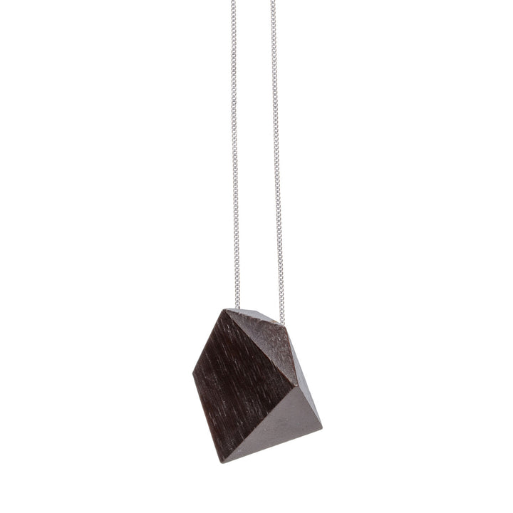 Black wood geometric shaped pendant - Silver