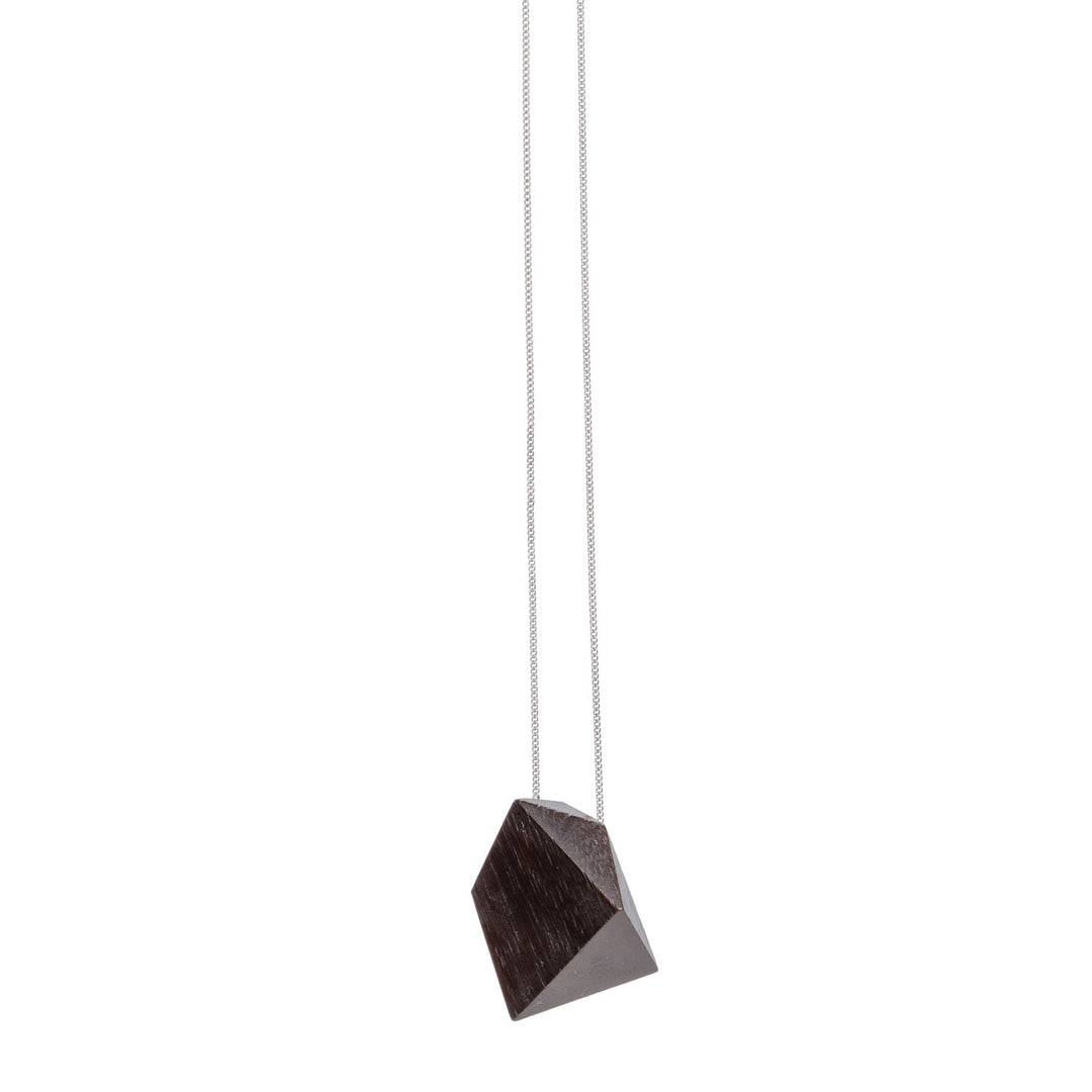 Black wood geometric shaped pendant - Silver