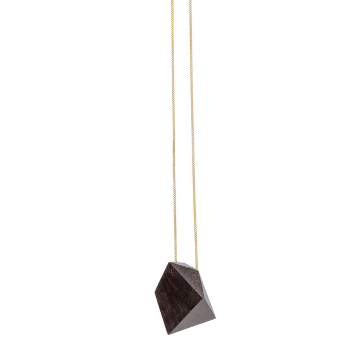 Black wood geometric shaped pendant - Gold