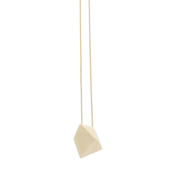 White wood geometric shaped pendant - Gold
