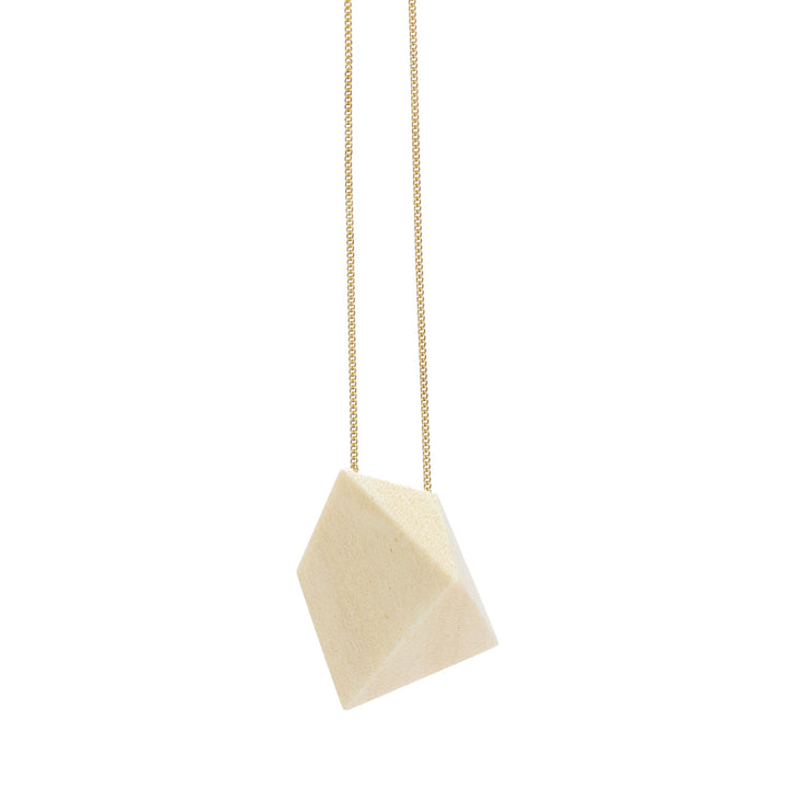 White wood geometric shaped pendant - Gold