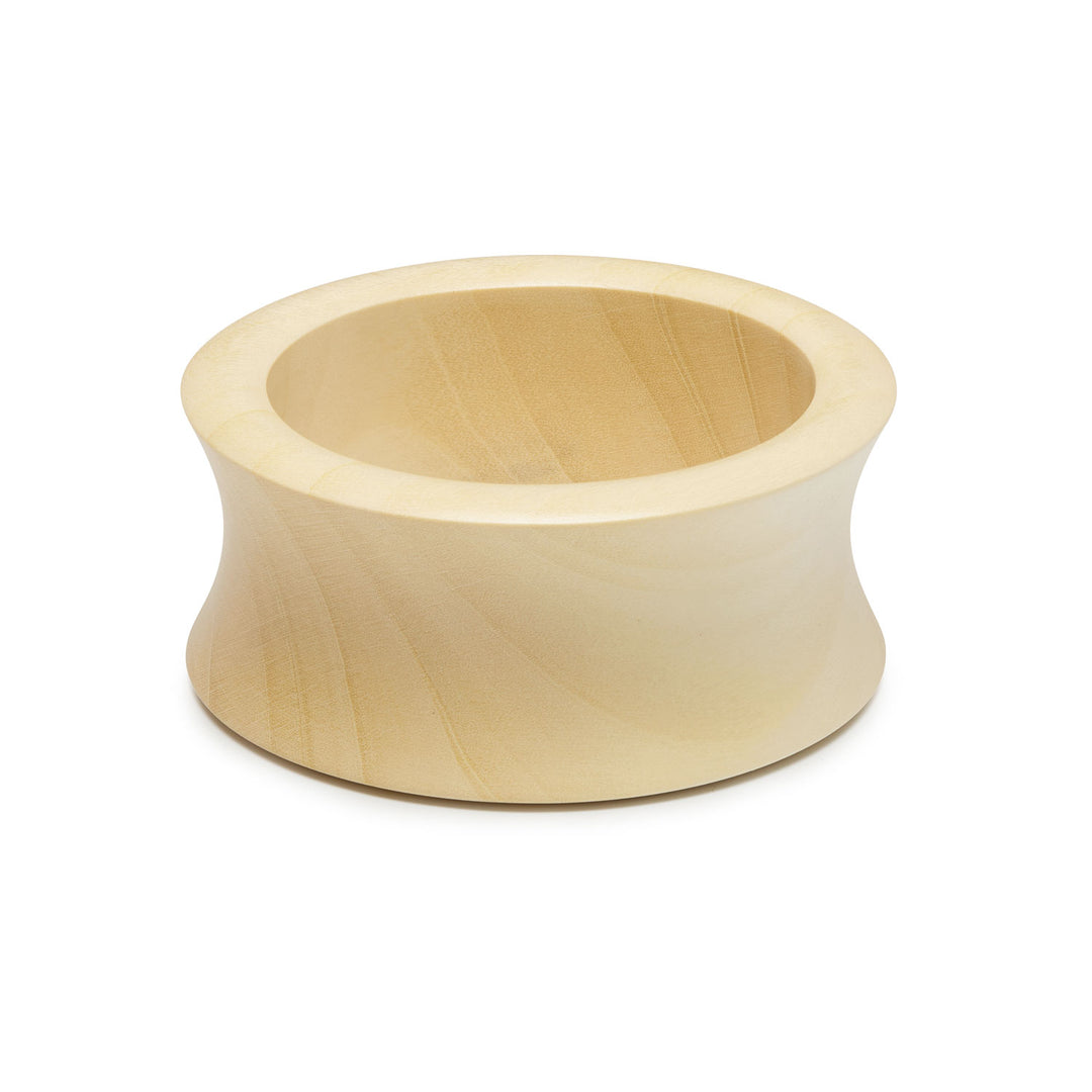 Wide Concave white wood bangle