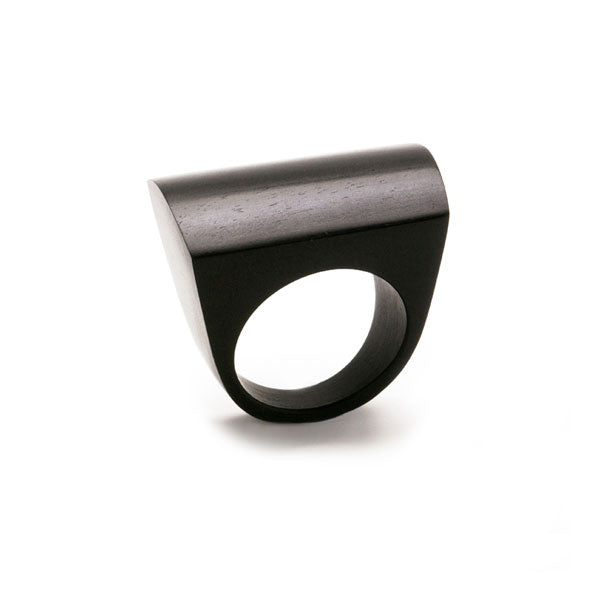 Branch Jewellery - Curved top statement black wood ring