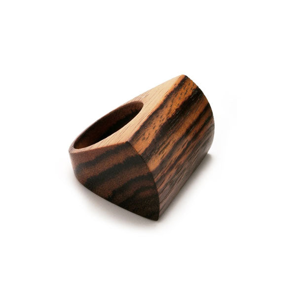Branch Jewellery - Curved top statement brown wood ring