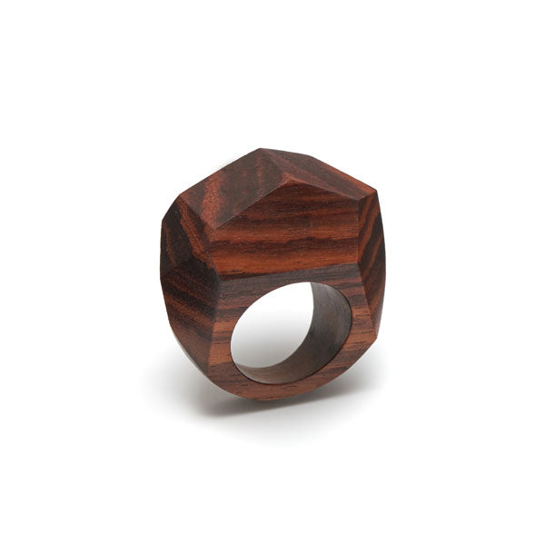 Branch Jewellery - faceted brown wood statement ring