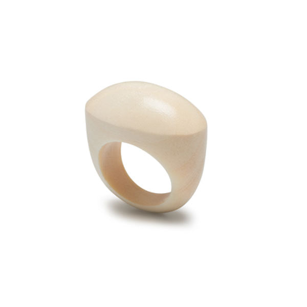 Oval wooden ring - White wood