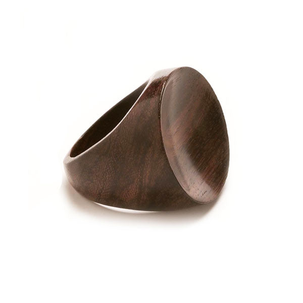 Branch Jewellery - Concave top round brown wood statement ring