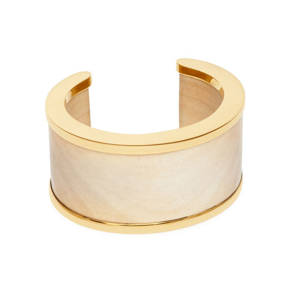 Branch Jewellery - White wood and gold edged wooden cuff